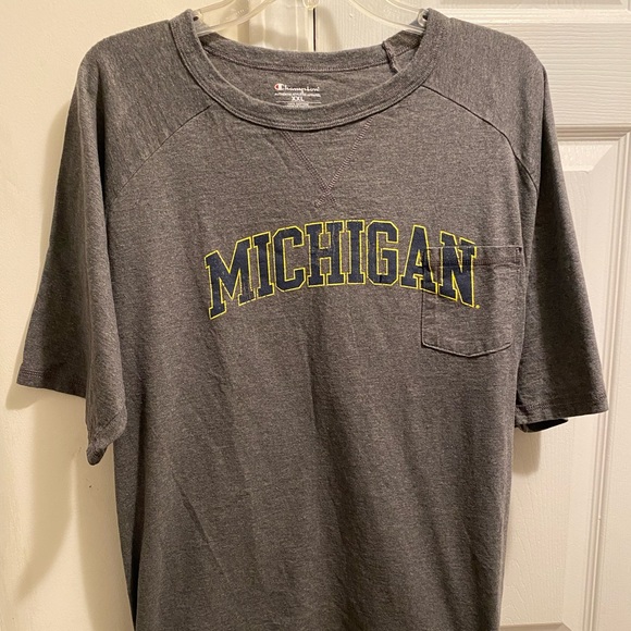 Champion Other - Michigan WOLVERINES Rivalry Thread Navy Champion Cotton Pocket Gray T-Shirt
